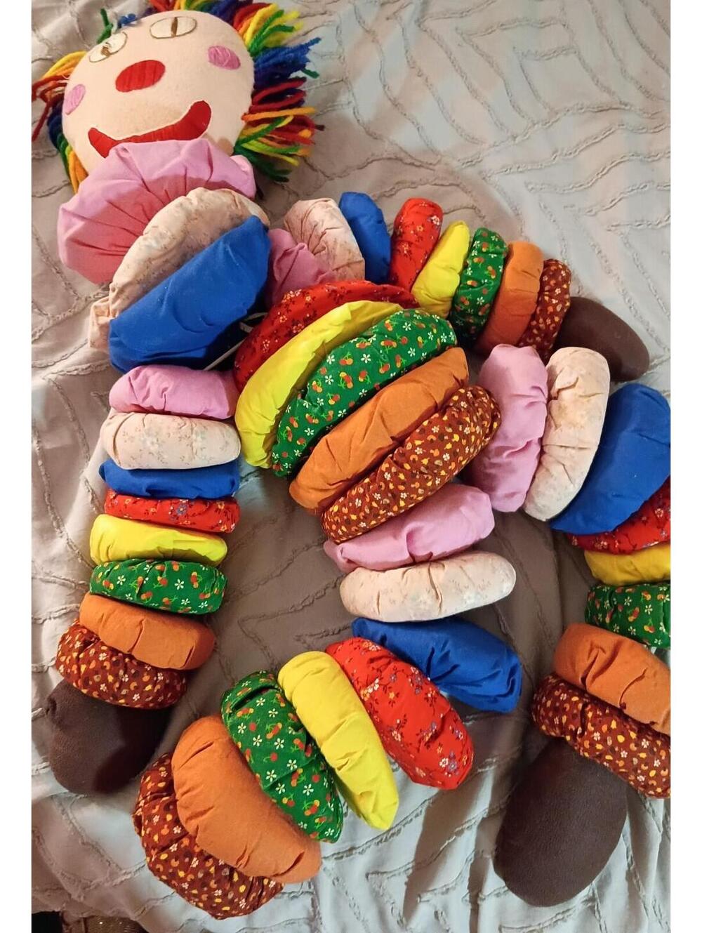 Handmade Vintage Fabric Yo Yo Clown Doll